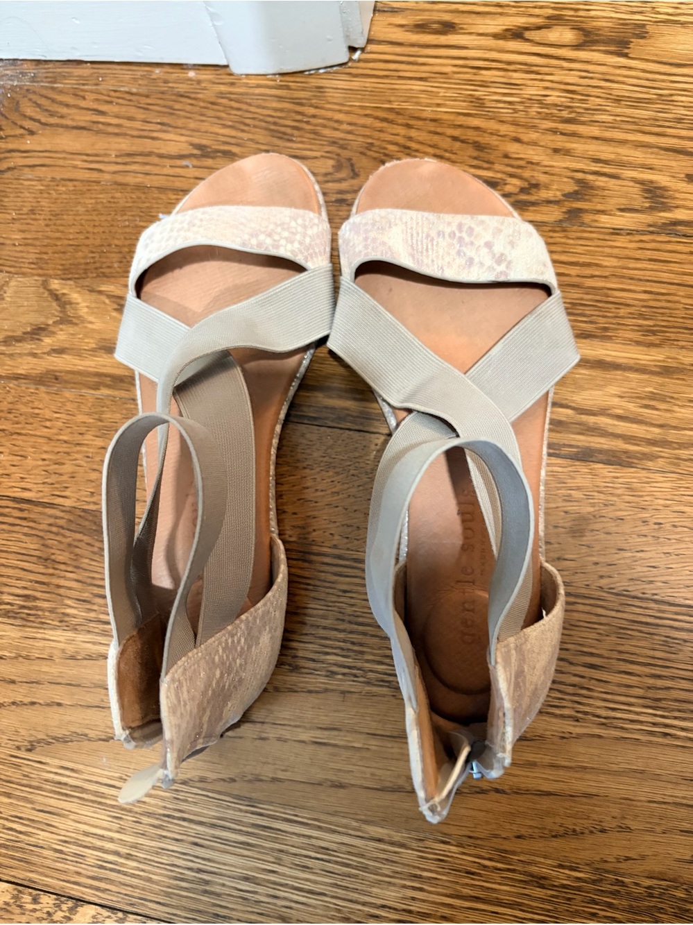 Gentle Souls - Women's Neutral Beige Crisscross Sandals